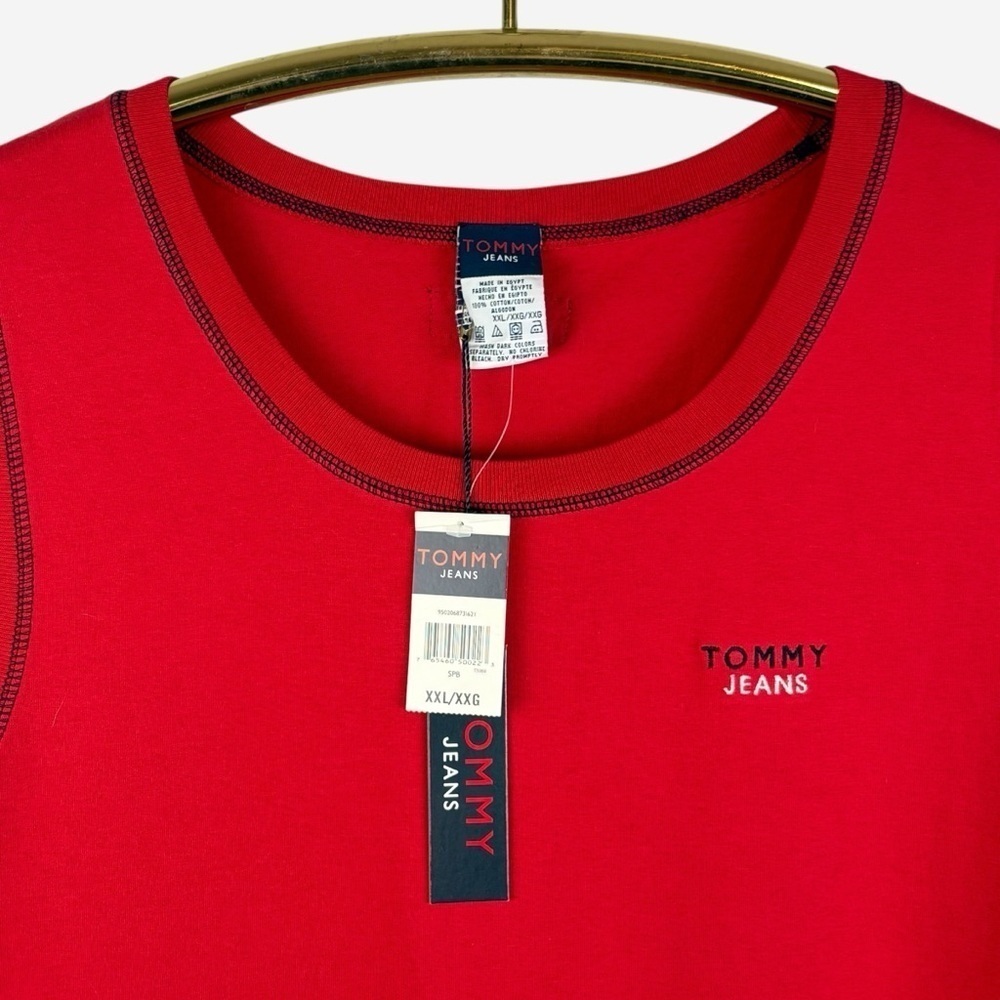 Vintage Tommy Hilfiger Men's Sleeveless Tank Top Size 2XL Muscle Logo Red - Picture 2 of 10